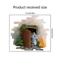 Adesivo murale 3D buco del topo con formaggio e fiori, dimensioni del prodotto 17x15cm - 15*17cm