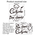 Kitchen wall stickers with Cuisine Bon Appetit text and chef hat patterns for decor - Black Style