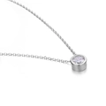 Collana corta in acciaio argento con pendente in zircone tondo brillante da donna - Aprile Bianco - Argento