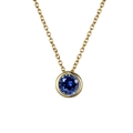 Collana minimalista in titanio dorato con ciondolo a cerchio in zaffiro blu scuro - Settembre Blu Reale - Oro