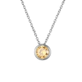 Kurze silberne Titanstahlkette mit rundem champagnerfarbenem Diamantanhänger für Damen - Edelstahl/8mm/38+5cm / November Hellgelb - Silber