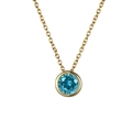 Elegante collana in acciaio al titanio dorato con ciondolo tondo in zircone blu mare - Dicembre Blu Lago - Oro