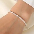 Elegant silver rope chain anklet featuring a minimalist twisted design for a modern look - Single Silver Bracelet