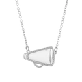 Silberne Megaphon-Halskette mit weißem Emaille und Zirkonia für Cheerleader-Geschenke - Emaille Strass Stil / Silber Stil 1 (Kupfer)