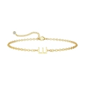 Minimalistische 14K vergulde armband met letter E en een kleine sprankelende zirkoon - Letter E