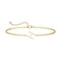 Verfijnde 14K vergulde kettingarmband met een minimalistische letter H hanger en zirkoon - Letter H