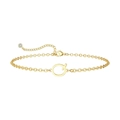 Minimalistische 14K vergulde armband met een ronde letter Q hanger en kleine zirkoon - Letter Q
