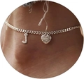 Silver Cuban link anklet with CZ heart charm and pavé letter J pendant for women - Silver-Letter J