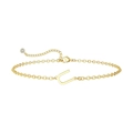 Minimalistische 14K vergulde armband met een gepolijste bedel van de letter U - Letter U