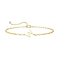 Minimalistische 14K vergulde letter N armband met karabijnsluiting en zirkoon - Letter W