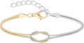 Two-tone gold and silver snake chain bracelet featuring a romantic knot design - Gold and Multicolor