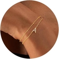 Double-layered gold chain bracelet with letter A pendant and sparkling zircons - Letter A / Gold