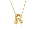 Collier avec pendentif lettre R bulle dorée polie et chaîne serpent pour femme - Or - Lettre R