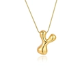 Collier doré avec pendentif lettre Y à effet liquide poli et chaîne serpent fine - Or - Lettre Y