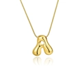 Collier avec pendentif lettre A dorée bombée et chaîne serpent élégante pour femme - Or - Lettre A