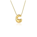Collier initiales C doré poli avec pendentif bulle et chaîne serpent élégante pour femme - Or - Lettre C