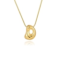 Collier minimaliste en or avec pendentif lettre bulle et chaîne serpent polie - Or - Lettre D