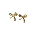 Elegante goldene Schleifen-Ohrhänger mit polierter Oberfläche als Geschenk für Damen - Spiegelpolierte Schleifen-Ohrstecker (Stil Elf)