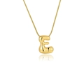 Collier moderne avec pendentif lettre E bulle 3D en or poli sur chaîne serpent - Or - Lettre E