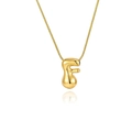 Collier avec pendentif lettre F bulle 3D dorée et chaîne serpent lisse pour femmes - Or - Lettre F