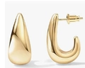 Minimalist 14k gold teardrop earrings with high-polish finish and J-shaped profile - Style 2 / Stud Pin Style