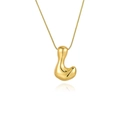 Collier élégant doré avec pendentif bulle poli et finition effet métal liquide lisse - Or - Lettre L