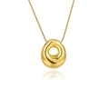 Pendentif anneau bulle irrégulier plaqué or moderne sur une chaîne serpent fine - Or - Lettre O