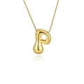 Collier doré avec pendentif lettre P bulle 3D élégant sur une chaîne serpent fine - Or - Lettre P