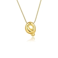 Collier doré élégant avec pendentif lettre Q bombée polie et chaîne fine dorée - Or - Lettre Q