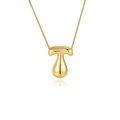 Collier doré avec pendentif minimaliste lettre T de style bulle en métal poli brillant - Or - Lettre T