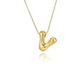 Pendentif lettre V 3D poli sur une élégante chaîne serpent dorée pour femmes - Or - Lettre V