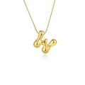 Collier avec pendentif lettre W dorée style bulle et chaîne serpent élégante - Or - Lettre W