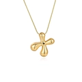 Élégant collier à pendentif fleur à quatre feuilles doré avec chaîne serpent - Or - Lettre X