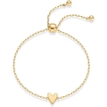 Adjustable golden stainless steel bolo bracelet with a polished hollow heart pendant - Solid Heart (s999) / 14k / 1 Piece / Gold