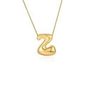 Collier avec pendentif lettre Z bulle dorée polie et chaîne serpent élégante pour femme - Or - Lettre Z