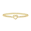 Polished 18K gold beaded bracelet featuring a minimalist infinity heart knot charm - Heart Infinity Knot Style