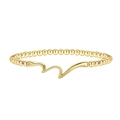 Elegant gold beaded bracelet with a polished wavy centerpiece on a white background - Wave Streamline Style