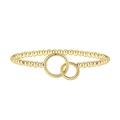 Golden beaded bracelet featuring interlocking circular rings on a white background - Double Interlocking Style