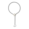 Collana a Y lariat con stella dorata e ciondolo a luna argentata su catena in metallo - Catena Nera Stella d'Oro Luna d'Argento