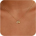 Collana a catena satellitare placcata in oro 14k con pendente a cuore e lettera iniziale B - Lettera B