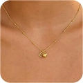 Collana satellite placcata in oro 14 carati con pendenti a cuore e lettera E da donna - Lettera E