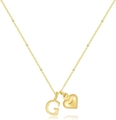 Collana minimalista placcata oro 14k con lettera 'G' e ciondolo a cuore 3D da donna - Lettera G