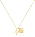 Collana minimalista placcata oro 14k con catena a sfere, lettera H e cuore - Lettera H