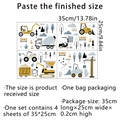 Construction vehicle wall stickers with excavators and cranes, set of 4 for kids room - 25*35cm*4 Sheets