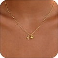 Collana a catena satellitare placcata oro 14k con ciondolo a cuore 3D e lettera K - Lettera K