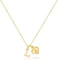 Collana a sfere placcata oro 14k con lettera L e ciondoli a cuore minimalista - Lettera L
