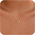 Collana minimalista placcata oro 14k con iniziale M e ciondolo a cuore su catena a sfere - Lettera M