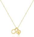 Collana minimalista placcata oro 14k con ciondolo a cuore ed eleganti accenti di perline - Lettera O