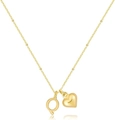 Collana placcata oro 14k con ciondolo a cuore e lettera Q su catena a satellite - Lettera Q