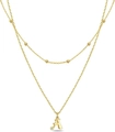 Double-layered gold beaded necklace featuring a sparkling letter A pendant with zircon - Letter A